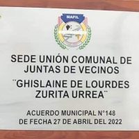 Sede de la Unión Comunal de Junta de Vecinos de Máfil lleva el nombre de Ghislaine Zurita Q.E.P.D.